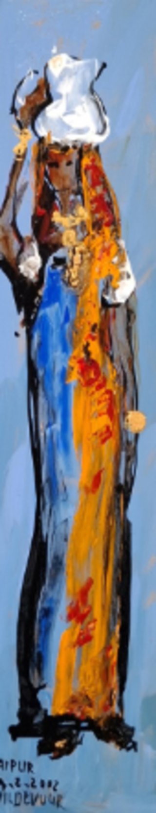 Acryl schilderij op paneel, Maya Wildevuur, Jaipur, 2002